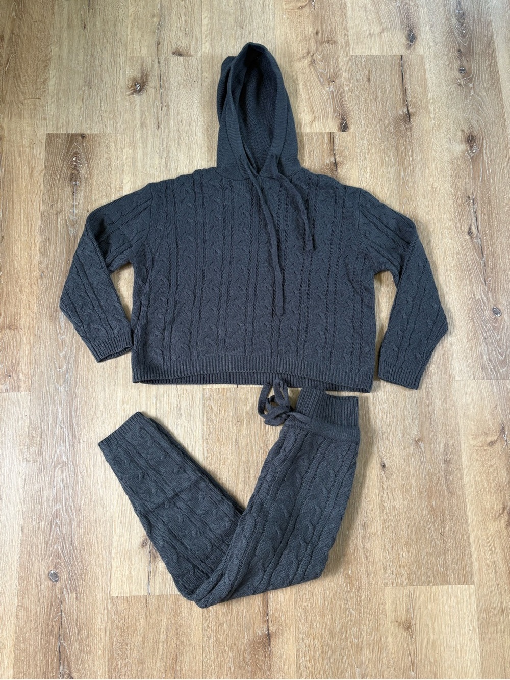 Grey Cable Knit Sweater Set